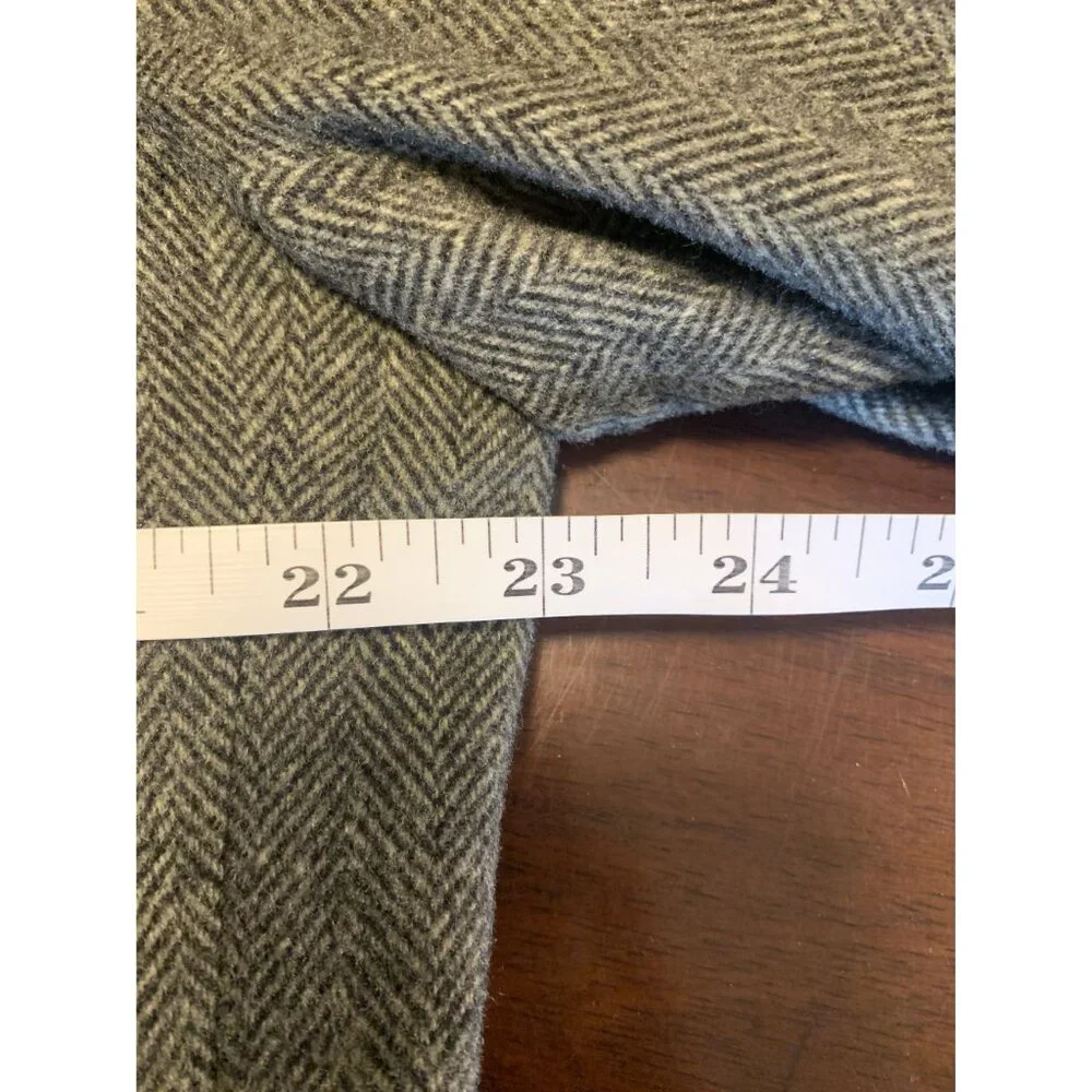 Christian Aujard N.Y. Paris 44R Wool Camel Hair Blend Gray Chevron Blazer Jacket